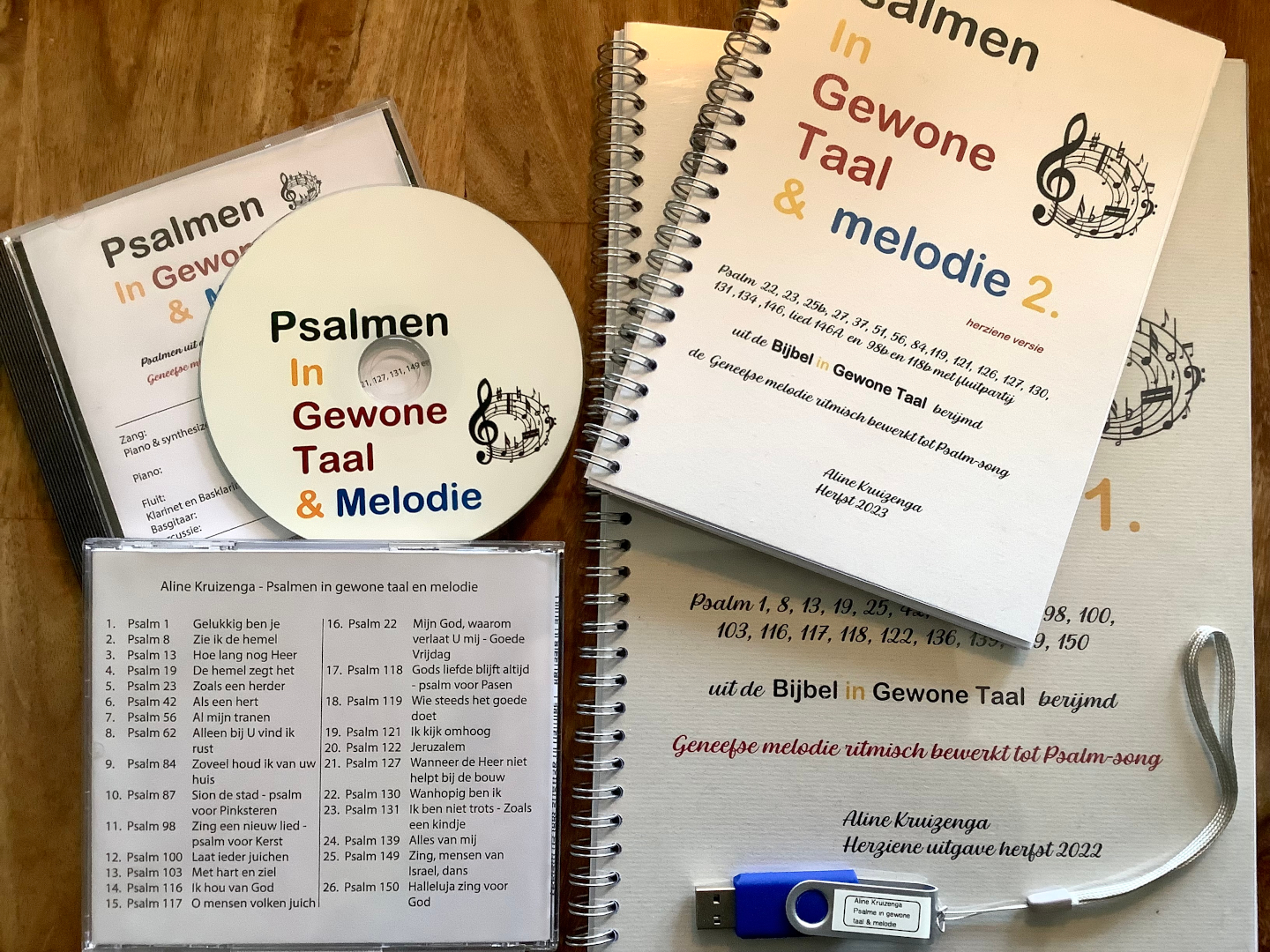Psalmen in gewone taal en melodie producten in usb, cd-rom en in a4 en a5 boek formaat